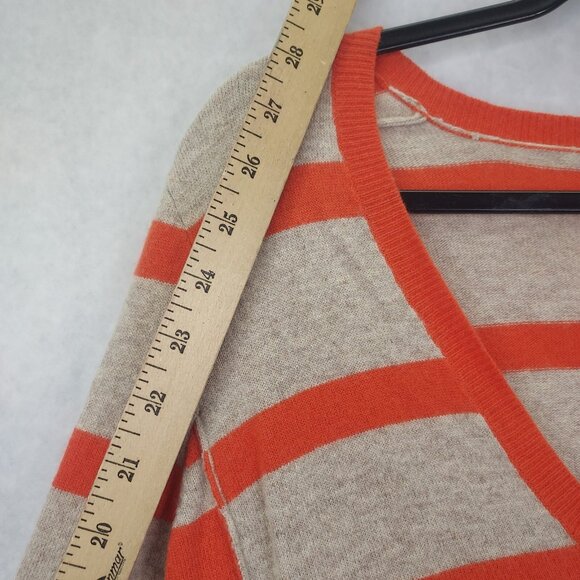 Wallace J Crew Sweater Women S Ex-Boyfriend Striped V-Neck Wool Cashmere Rabbit - Picture 11 of 12